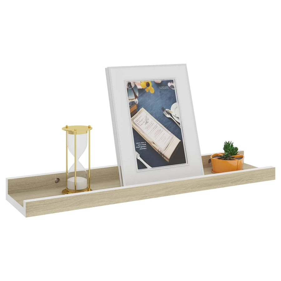 Wandschappen Kleurig 2 40 x 9 x 3 cm Wit en sonoma eiken