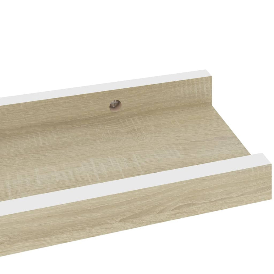 Wandschappen Kleurig 2 40 x 9 x 3 cm Wit en sonoma eiken