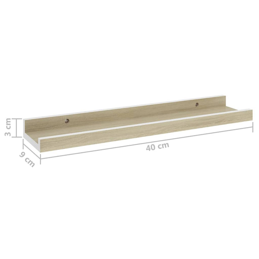 Wandschappen Kleurig 2 40 x 9 x 3 cm Wit en sonoma eiken