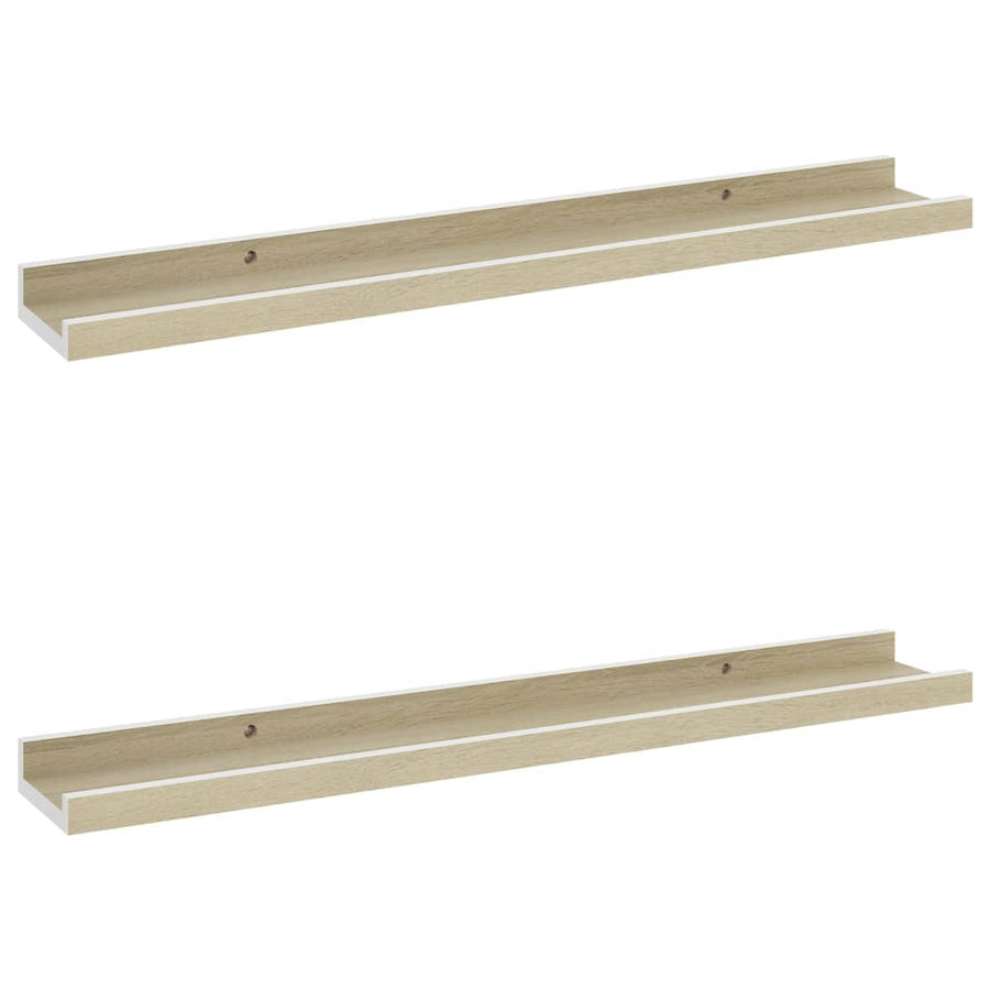 Wandschappen Kleurig 2 60 x 9 x 3 cm Wit en sonoma eiken