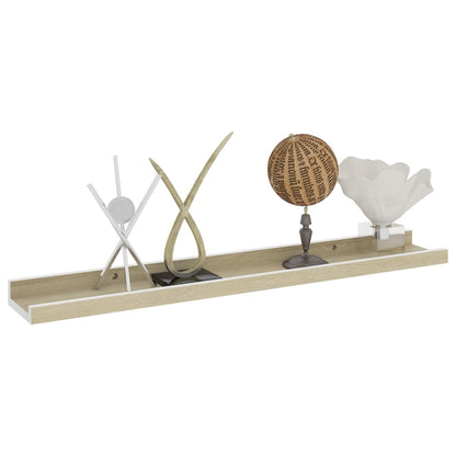 Wandschappen Kleurig 2 60 x 9 x 3 cm Wit en sonoma eiken