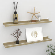 Wandplanken set van 2 60x9x3 cm wit sonoma eiken