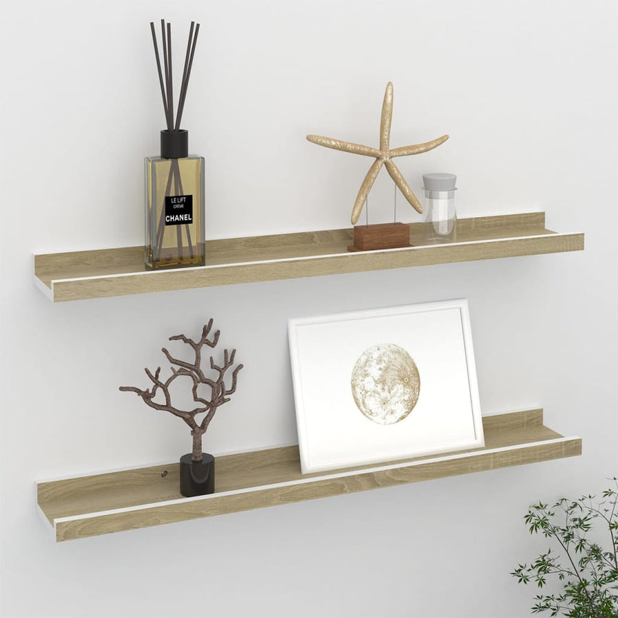 Wandschappen Kleurig 2 60 x 9 x 3 cm Wit en sonoma eiken