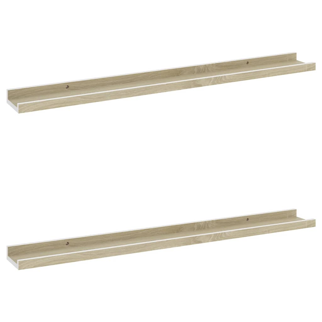 Wandschappen Kleurig 2 80 x 9 x 3 cm Wit en sonoma eiken