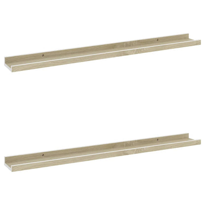 Wandschappen Kleurig 2 80 x 9 x 3 cm Wit en sonoma eiken