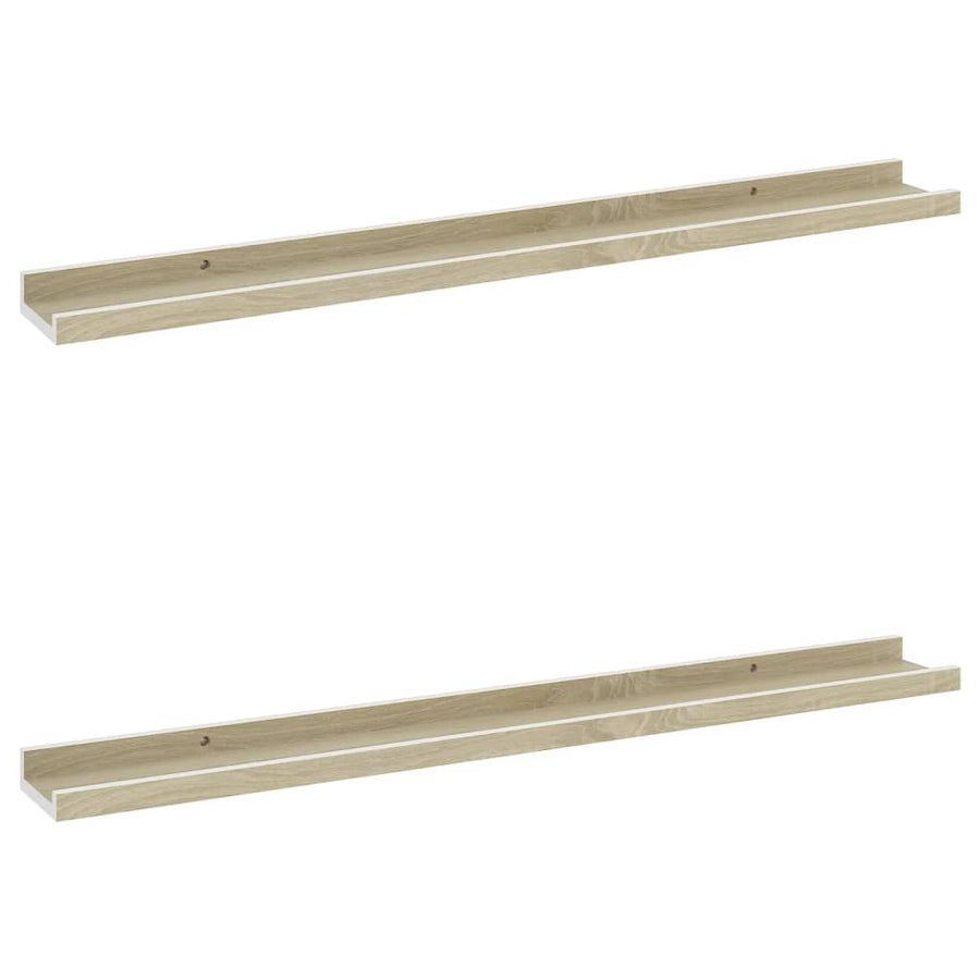 Wandschappen Kleurig 2 80 x 9 x 3 cm Wit en sonoma eiken
