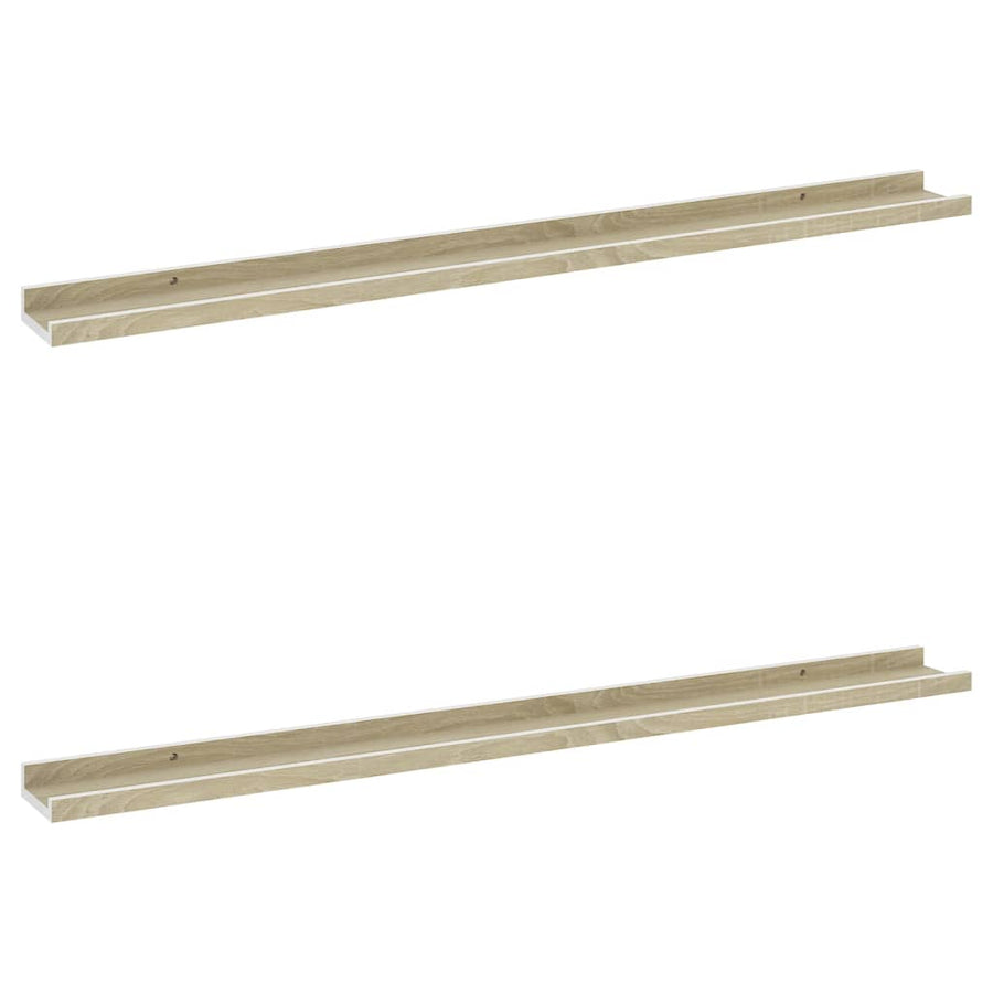 Wandschappen Kleurig 2 100 x 9 x 3 cm Wit en sonoma eiken