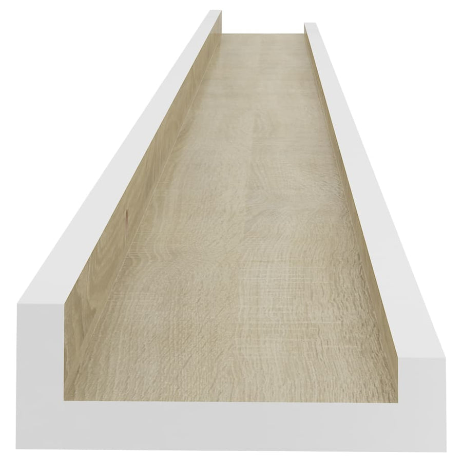 Wandschappen Kleurig 2 100 x 9 x 3 cm Wit en sonoma eiken