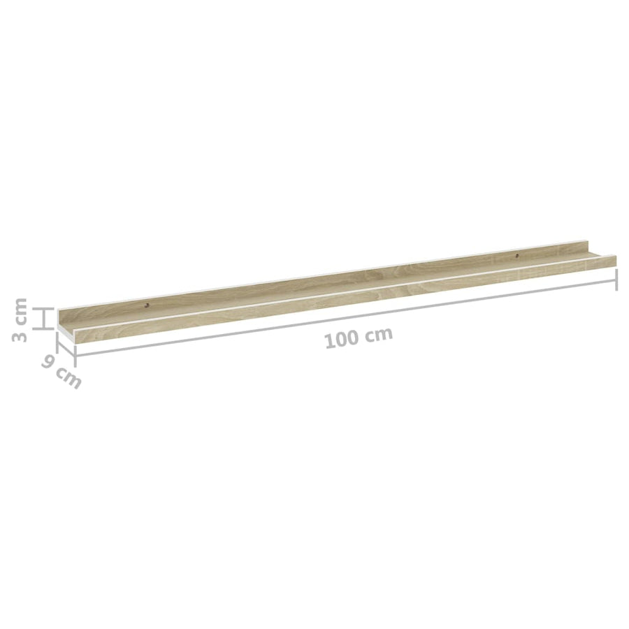 Wandschappen Kleurig 2 100 x 9 x 3 cm Wit en sonoma eiken
