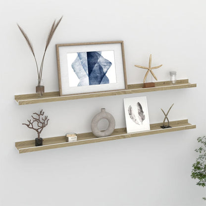 Wandschappen Kleurig 2 100 x 9 x 3 cm Wit en sonoma eiken