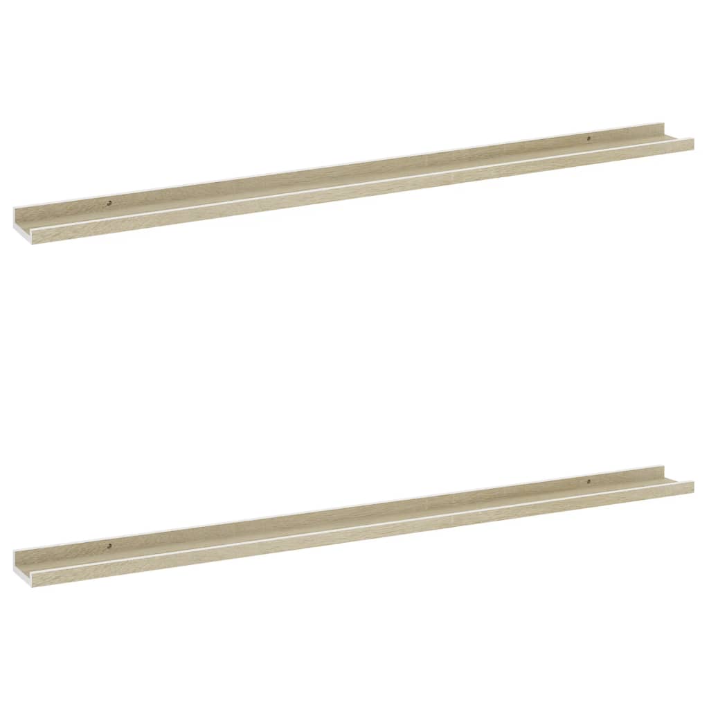 Wandschappen Kleurig 2 115 x 9 x 3 cm Wit en sonoma eiken
