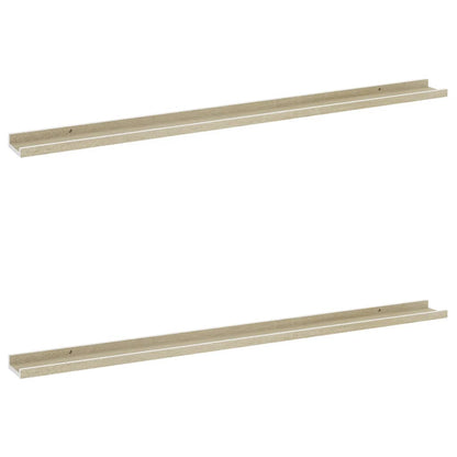 Wandschappen Kleurig 2 115 x 9 x 3 cm Wit en sonoma eiken