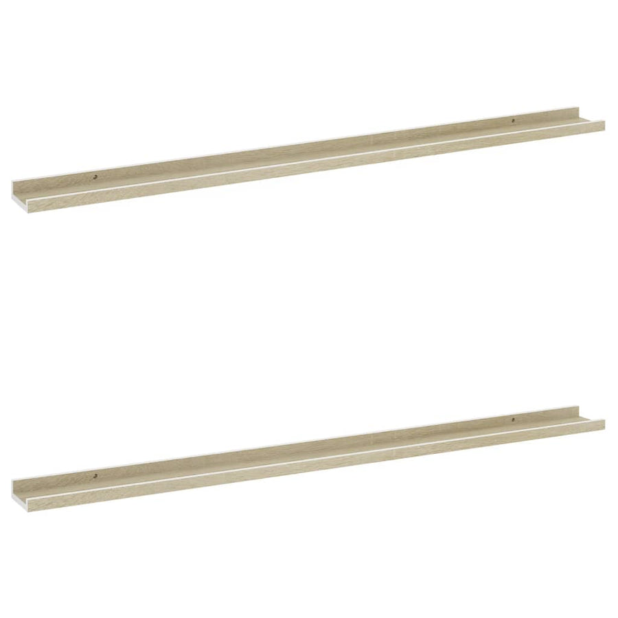 Wandschappen Kleurig 2 115 x 9 x 3 cm Wit en sonoma eiken