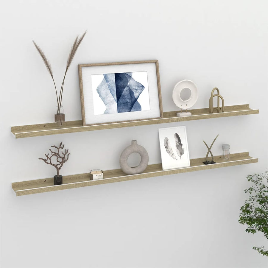 Wandschappen Kleurig 2 115 x 9 x 3 cm Wit en sonoma eiken