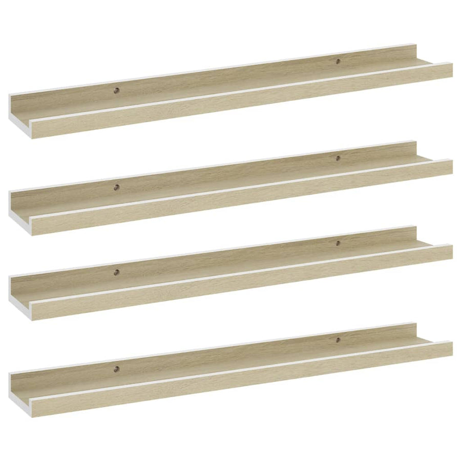 Wandschappen Kleurig 4 60 x 9 x 3 cm Wit en sonoma eiken