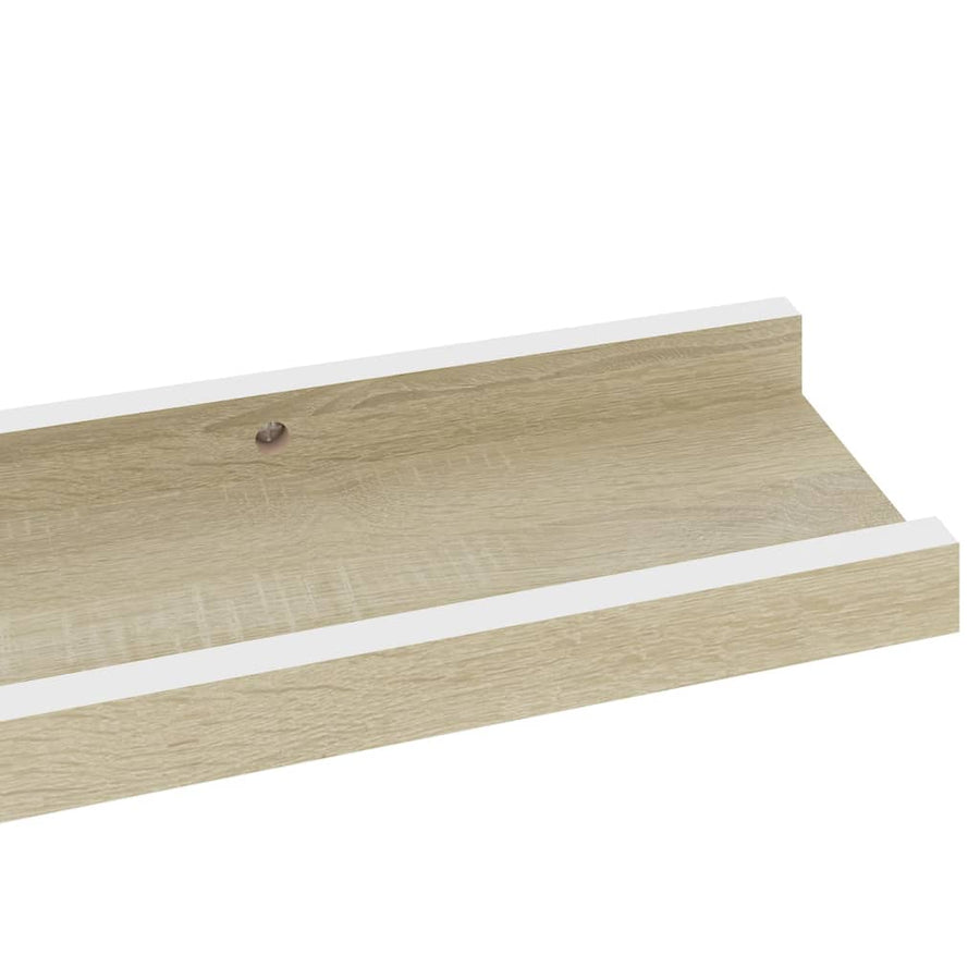 Wandschappen Kleurig 4 60 x 9 x 3 cm Wit en sonoma eiken