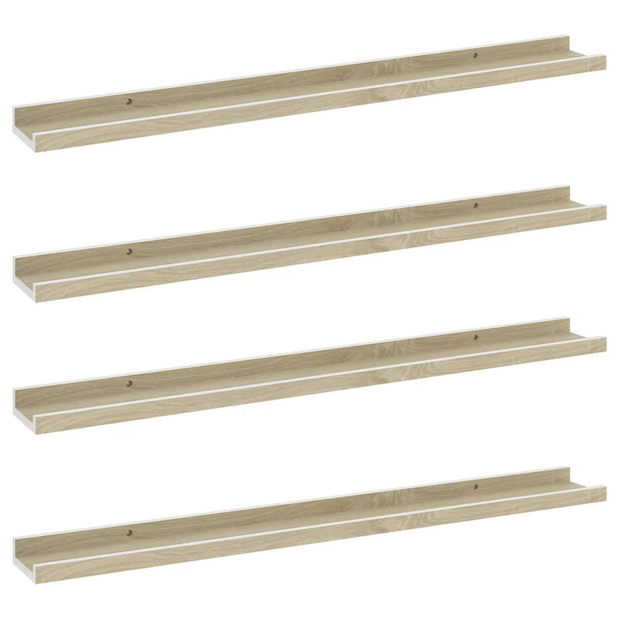 Wandschappen Kleurig 4 80 x 9 x 3 cm Wit en sonoma eiken