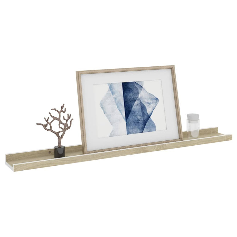 Wandschappen Kleurig 4 80 x 9 x 3 cm Wit en sonoma eiken