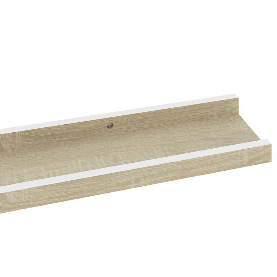 Wandschappen Kleurig 4 80 x 9 x 3 cm Wit en sonoma eiken