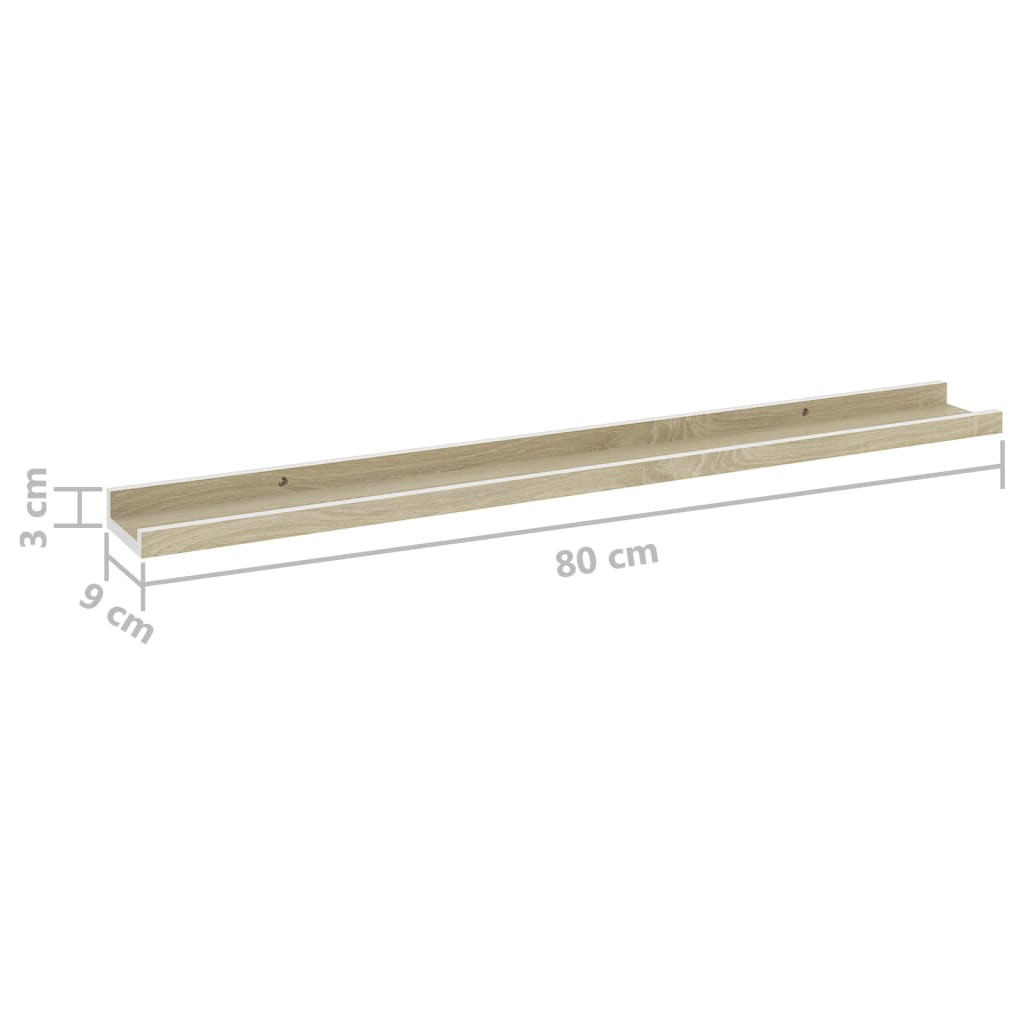 Wandschappen Kleurig 4 80 x 9 x 3 cm Wit en sonoma eiken