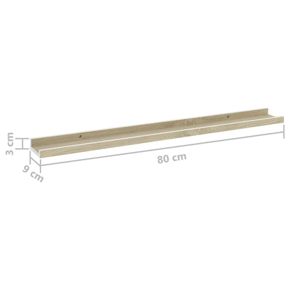 Wandschappen Kleurig 4 80 x 9 x 3 cm Wit en sonoma eiken