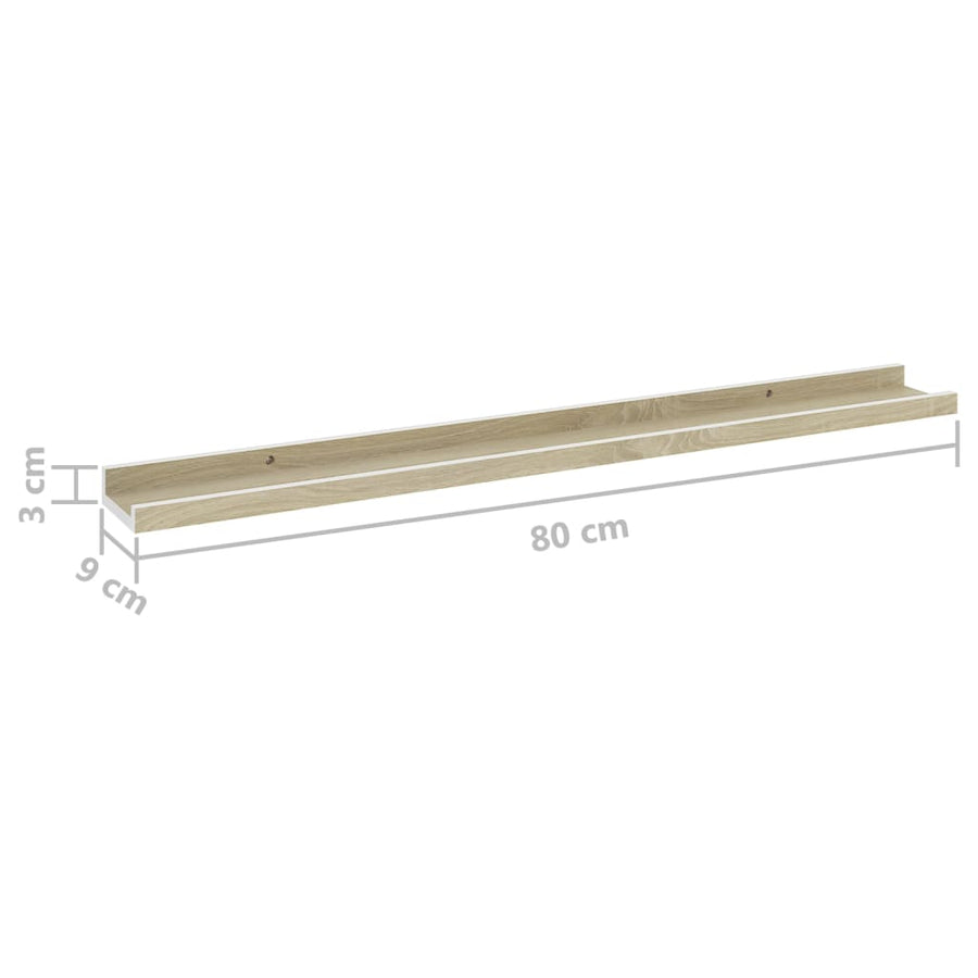 Wandschappen Kleurig 4 80 x 9 x 3 cm Wit en sonoma eiken