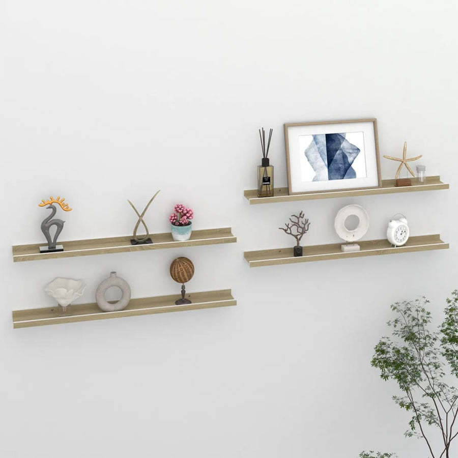 Wandschappen Kleurig 4 80 x 9 x 3 cm Wit en sonoma eiken
