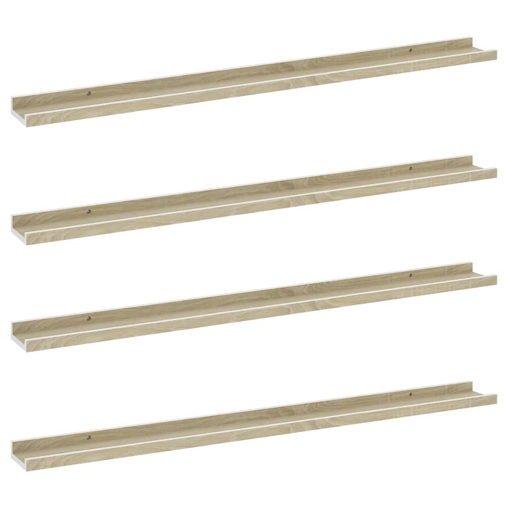 Wandschappen 4 St 100X9X3 Cm Wit En Sonoma Eikenkleurig 100 x 9 x 3 cm