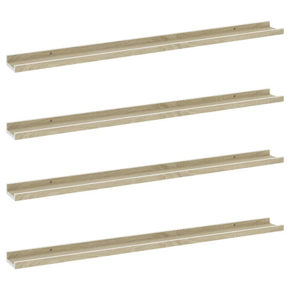 Wandschappen 4 St 100X9X3 Cm Wit En Sonoma Eikenkleurig 100 x 9 x 3 cm