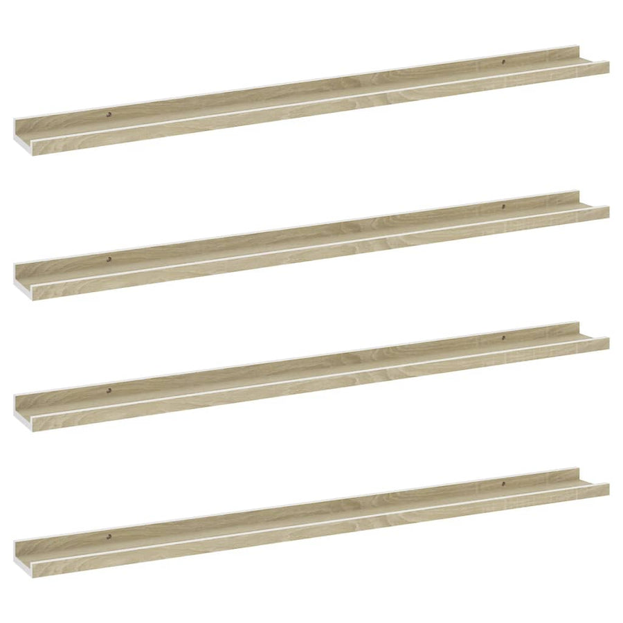 Wandschappen 4 St 100X9X3 Cm Wit En Sonoma Eikenkleurig 100 x 9 x 3 cm