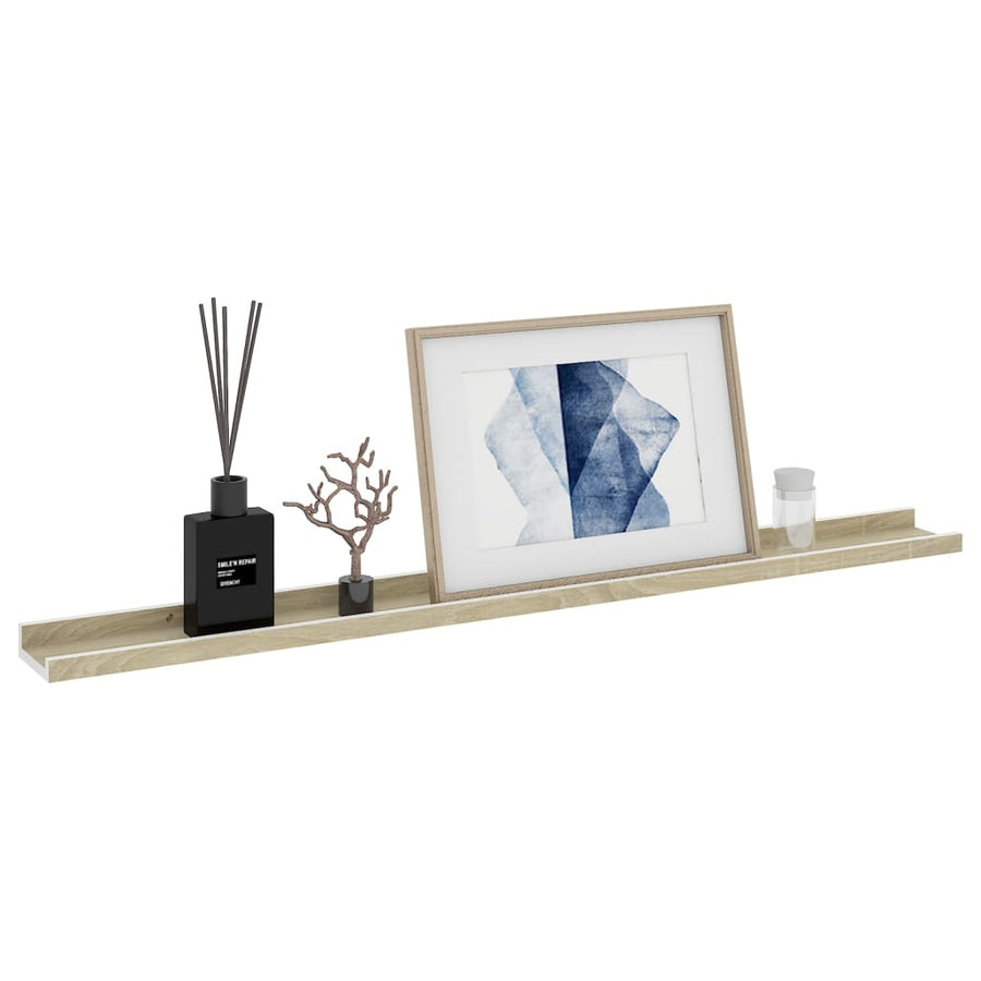 Wandschappen 4 St 100X9X3 Cm Wit En Sonoma Eikenkleurig 100 x 9 x 3 cm