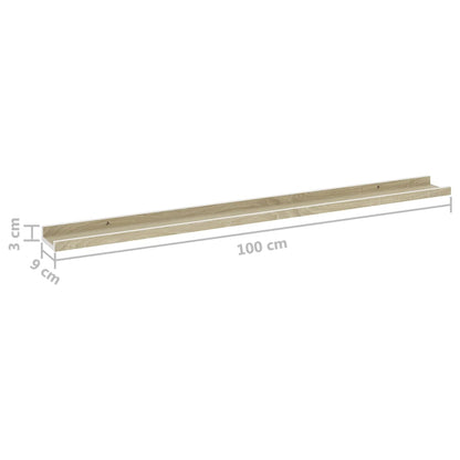 Wandschappen 4 St 100X9X3 Cm Wit En Sonoma Eikenkleurig 100 x 9 x 3 cm