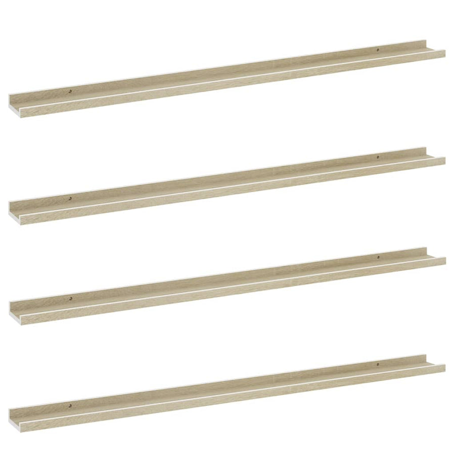 Wandschappen Kleurig 4 115 x 9 x 3 cm Wit en sonoma eiken