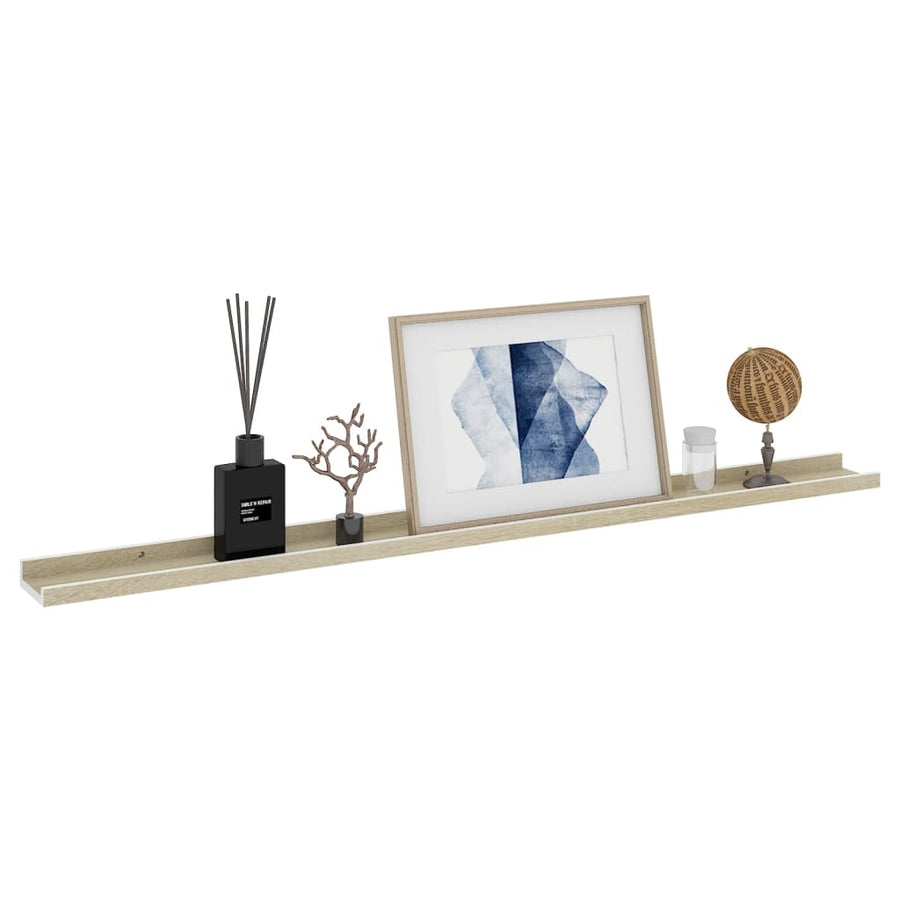 Wandschappen Kleurig 4 115 x 9 x 3 cm Wit en sonoma eiken