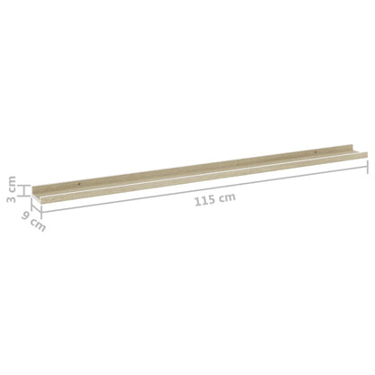 Wandschappen Kleurig 4 115 x 9 x 3 cm Wit en sonoma eiken