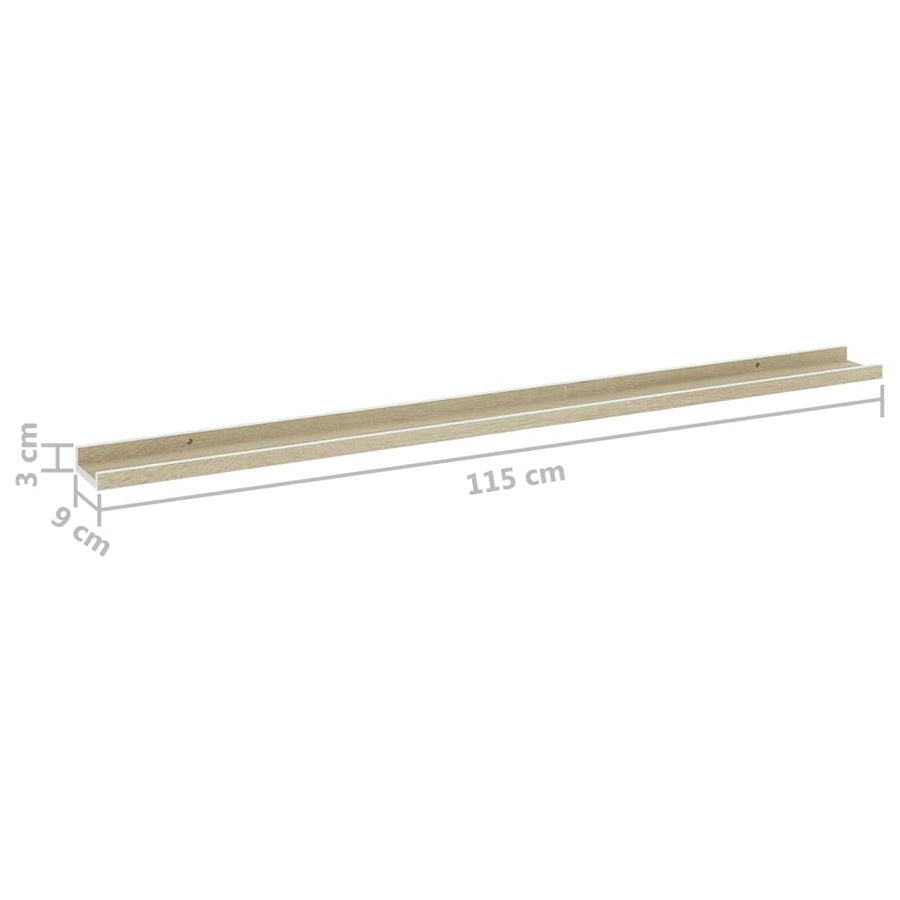 Wandschappen Kleurig 4 115 x 9 x 3 cm Wit en sonoma eiken