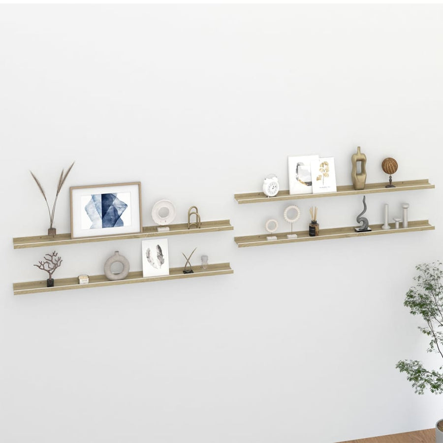 Wandschappen Kleurig 4 115 x 9 x 3 cm Wit en sonoma eiken