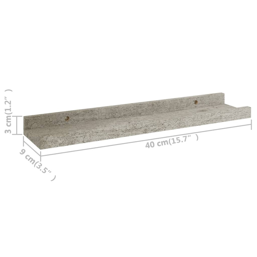 Wandschappen 2 40 x 9 x 3 cm Betongrijs