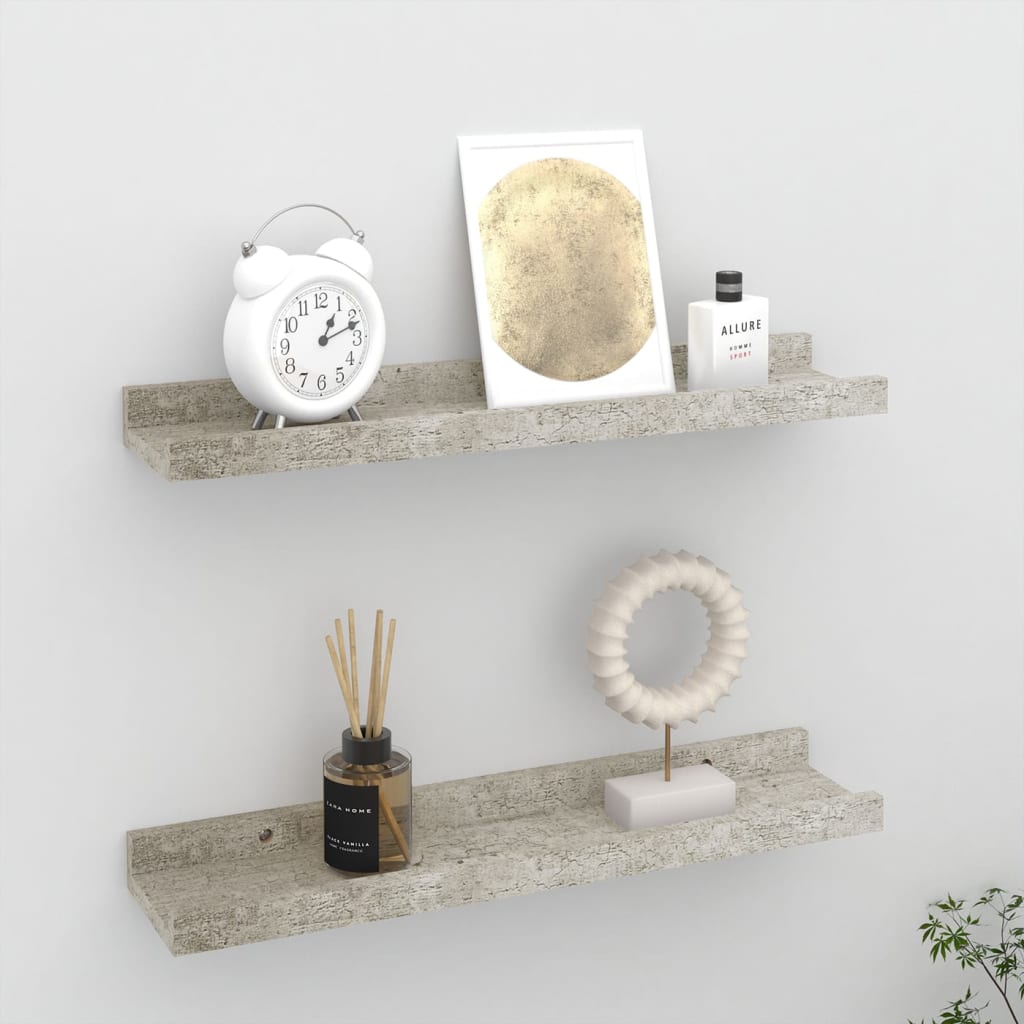 Wandschappen 2 40 x 9 x 3 cm Betongrijs