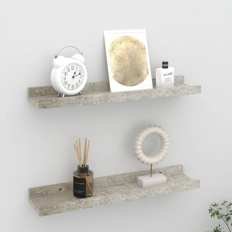 Wandschappen 2 40 x 9 x 3 cm Betongrijs
