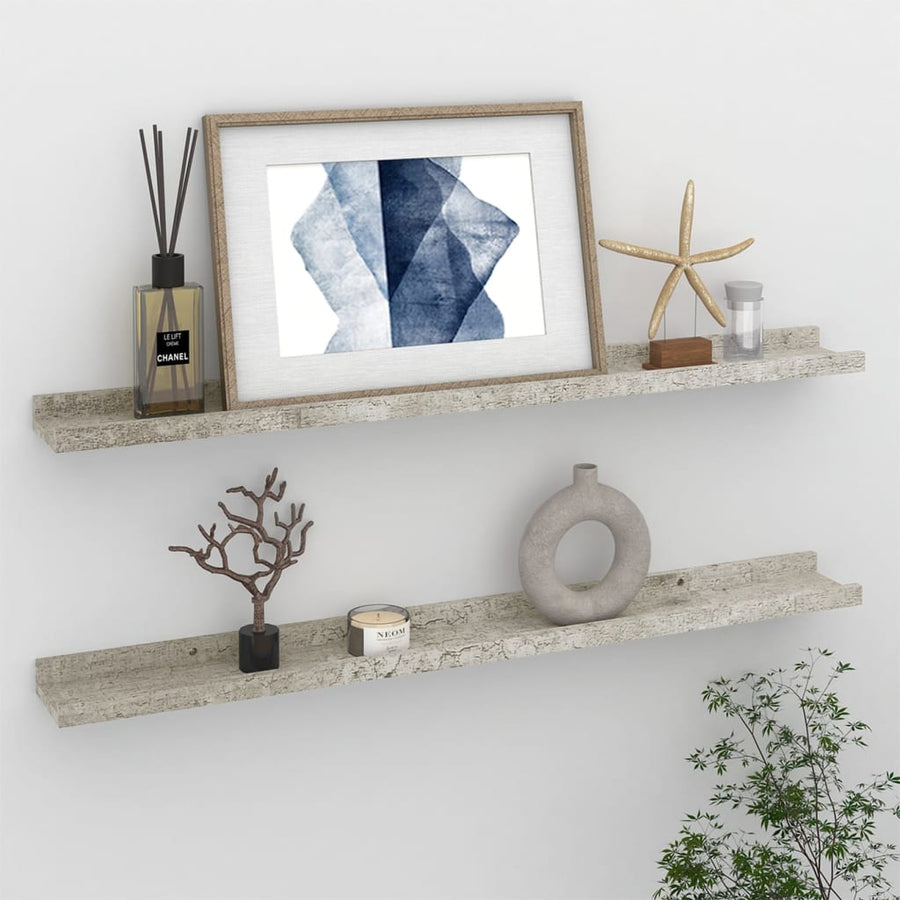 Wandschappen 2 80 x 9 x 3 cm Betongrijs