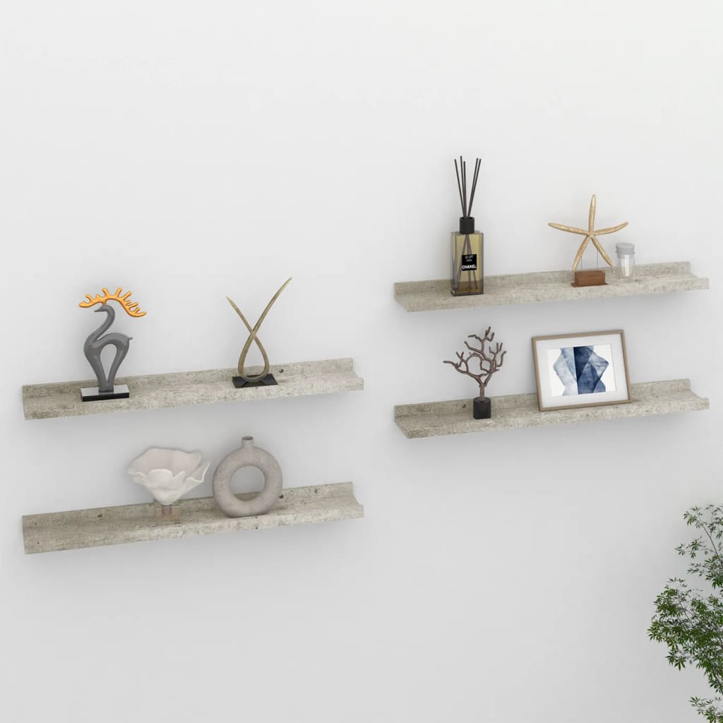 Wandschappen 4 60 x 9 x 3 cm Betongrijs
