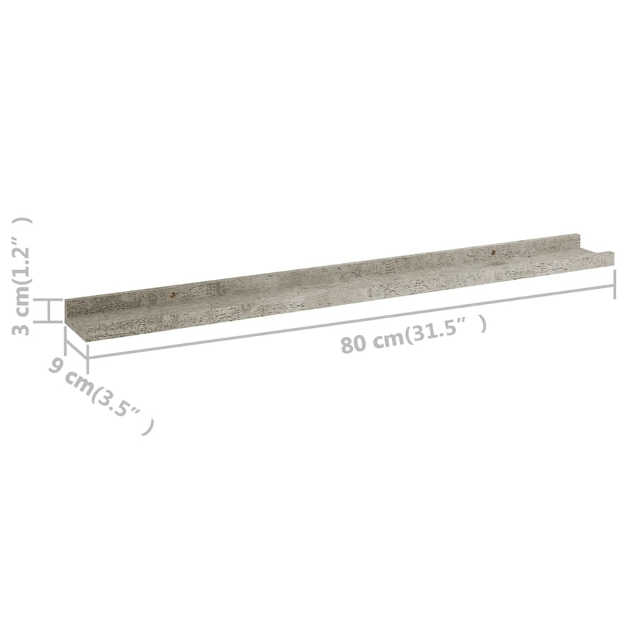 Wandschappen 4 80 x 9 x 3 cm Betongrijs