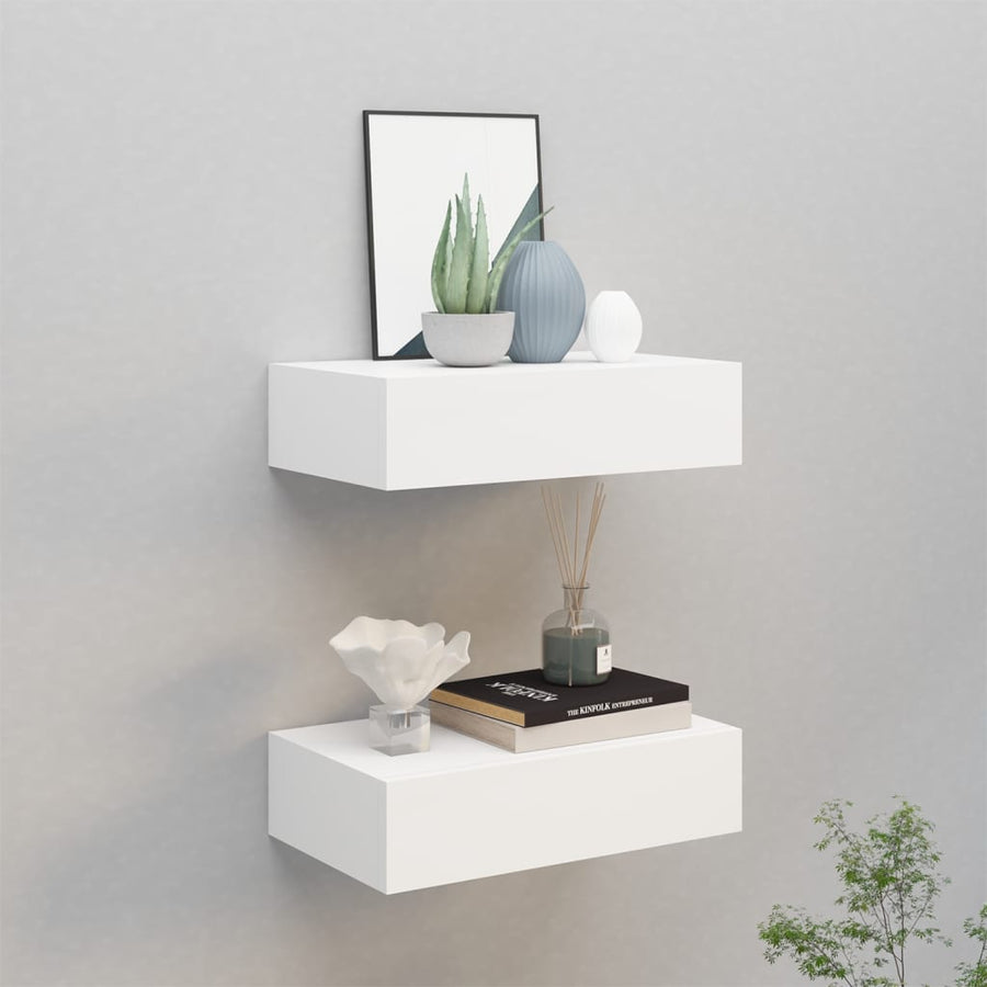 Wandschappen Met Lade 40X3,5X10 Cm Mdf 2 40 x 23.5 x 10 cm Wit