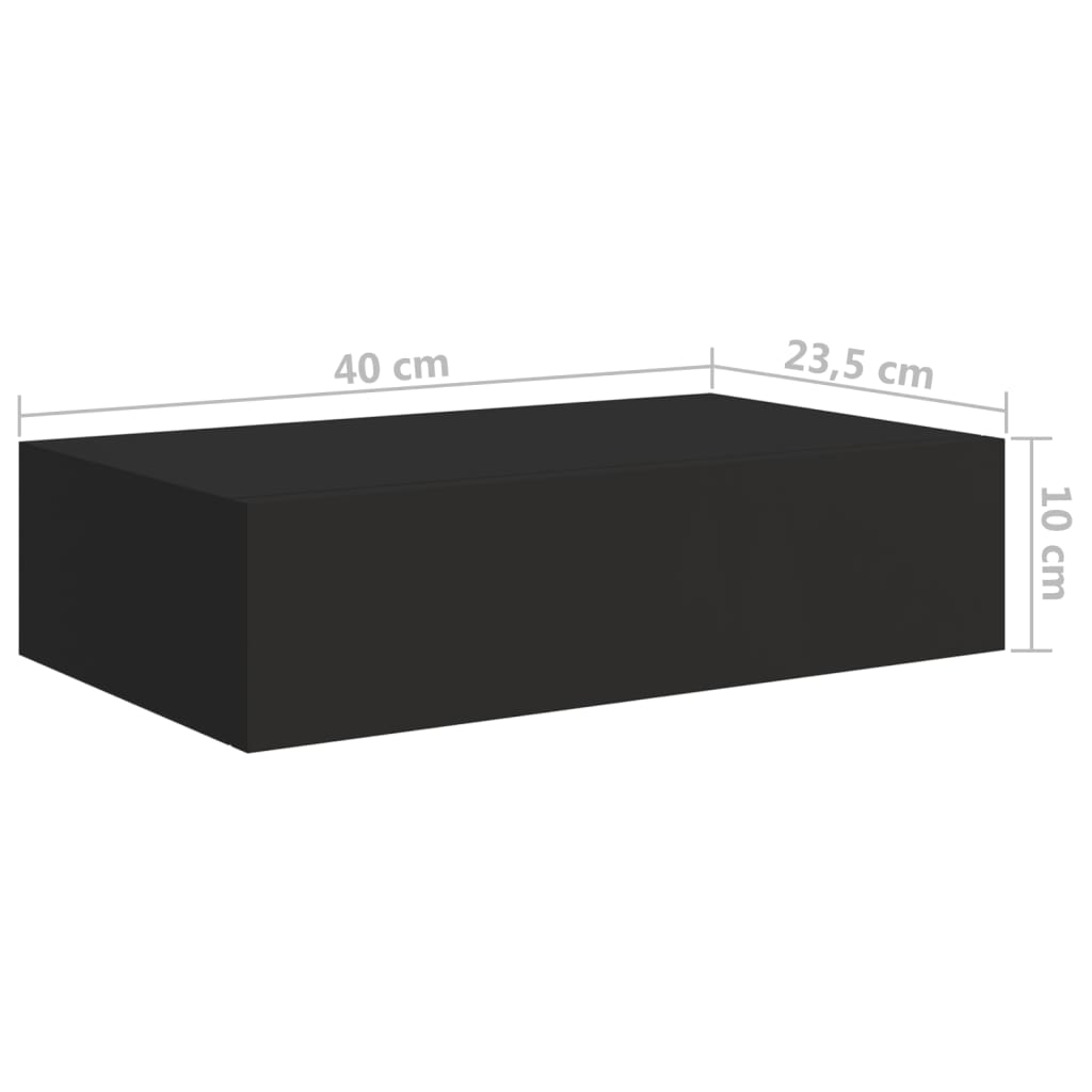 Wandschap Met Lade 40X23,5X0 Cm Mdf 1 40 x 23.5 x 10 cm Zwart