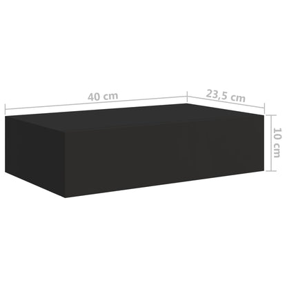 Wandschap Met Lade 40X23,5X0 Cm Mdf 1 40 x 23.5 x 10 cm Zwart