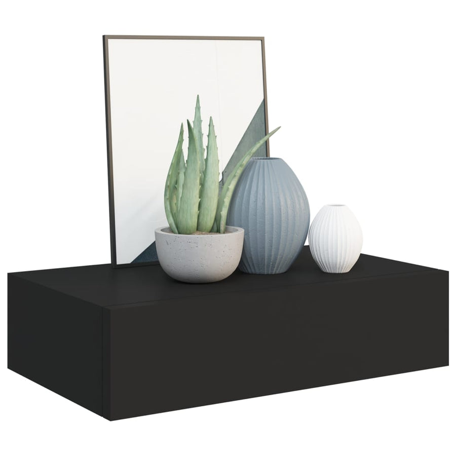Wandschappen Met Lade 40X3,5X10 Cm Mdf 2 40 x 23.5 x 10 cm Zwart