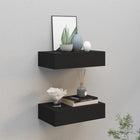 Wall shelves 2 pcs with drawer 40x23.5x10 cm MDF black