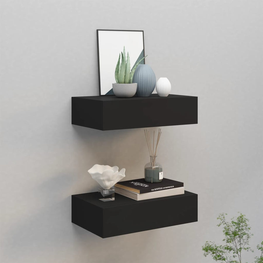 Wandschappen Met Lade 40X3,5X10 Cm Mdf 2 40 x 23.5 x 10 cm Zwart