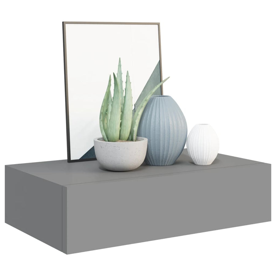 Wandschap Met Lade 40X23,5X0 Cm Mdf 1 40 x 23.5 x 10 cm Grijs